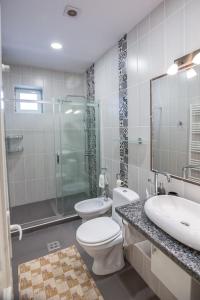 密古雷休治Pensiunea San Gennaro的浴室配有卫生间、盥洗盆和淋浴。