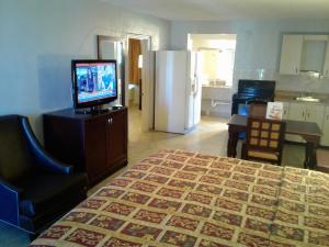 Express Inn & Suites - 5 Miles from St Petersburg Clearwater Airport的电视和/或娱乐中心