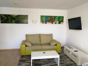 英格兰海滩Huella Canaria的带沙发和电视的客厅