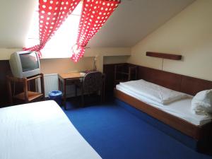 科隆弗洛翰芬酒店的一间酒店客房,配有一张床和一台电视