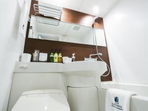 东京HOTEL LiVEMAX Tokyo Shintomicho的一间带水槽和卫生间的浴室