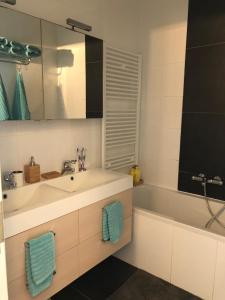 克诺克－海斯特Seawind的浴室配有盥洗盆和浴缸。