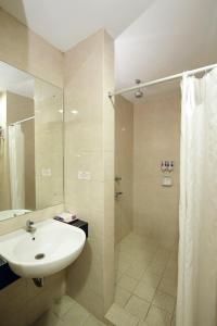 日惹University Club (UC) Hotel UGM的一间带水槽和淋浴的浴室