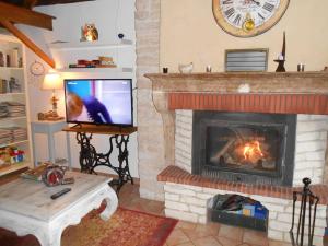 Sennevoy-le-BasLa Maison de Sennevoy的客厅设有壁炉和电视。