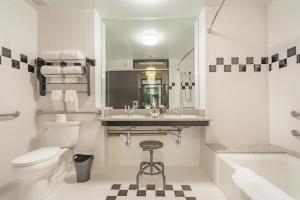 格林斯伯勒普罗西米特酒店的浴室配有卫生间、盥洗盆和浴缸。