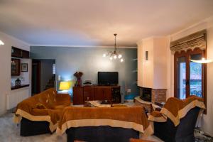 PanayíaNature Villa的客厅配有两张沙发和一台电视机