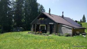 KrisplSchnaitstadl-Alm的草场上的一个小木房子