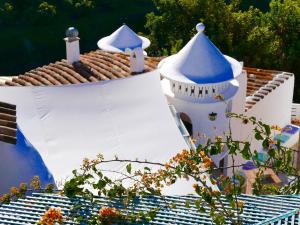 弗里希利亚纳La Casa Turquesa-Original的屋顶上有两个圆顶的建筑