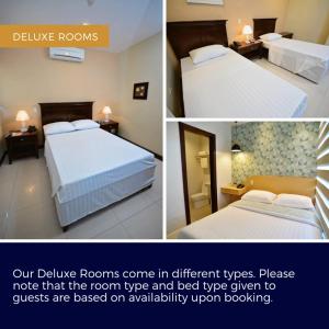 Daet达特福尔摩萨酒店的两张带两张床的酒店客房的照片