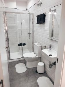 阿利坎特Alicante Center Apart的浴室配有卫生间、淋浴和盥洗盆。