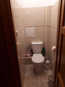 格丁尼亚Pokoje u Danki的一间带卫生间和淋浴的小浴室