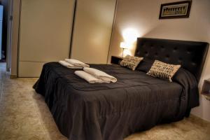 布兰卡港Centro Bahia - Incluye cochera con seguridad las 24 hs的一间卧室配有一张带两个枕头的床