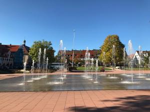 弗罗伊登施塔特City Flat gegenüber Kurhaus, Zentrum Freudenstadt的公园里的一群喷泉