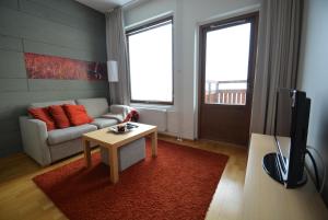 易拉斯加威Ylläshuiput的客厅配有沙发和桌子