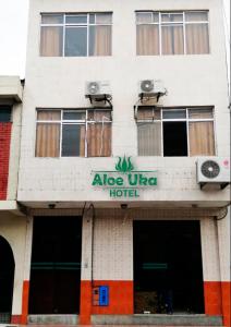 伊基托斯Hotel Aloe Uka的一座带芦 ⁇ 的izzica酒店的建筑