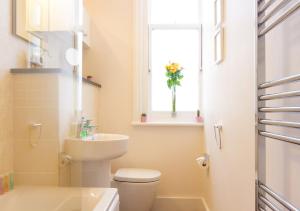 伊斯特布恩Thorne Lodge的一间带卫生间、水槽和窗户的浴室