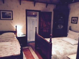 多尼戈尔Teresas Cottage的一间卧室配有一张床,一扇门通往一个房间