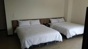 马公热带鱼民宿 的两张睡床彼此相邻,位于一个房间里