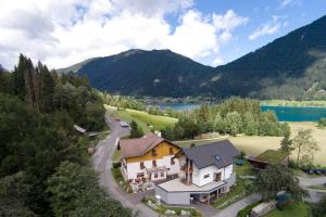 魏森湖米特雷尔旅馆的享有湖景和山景的度假屋的空中景致