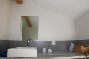 索恩河畔自由城Grand duplex au calme en centre-ville的浴室设有白色水槽和镜子