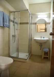 拉纳卡艾利索酒店的带淋浴和盥洗盆的浴室