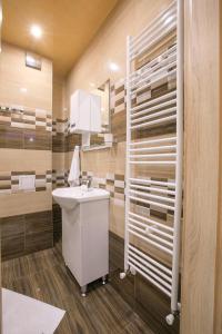 桑丹斯基Апартамент Радост Сандански的一间带水槽和镜子的浴室