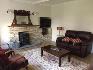 肯梅尔Gortamullen House, Kenmare的带沙发和壁炉的客厅