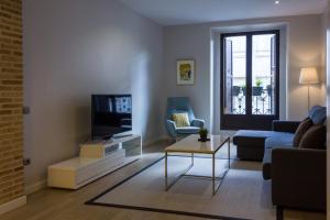 马德里Arenal Suites Puerta del Sol的带沙发和电视的客厅