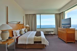 美娜多美娜多阿雅度塔酒店的配有一张床和一台平面电视的酒店客房