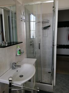 阿斯蒂Oasi di tranquillità的浴室配有白色水槽和淋浴。