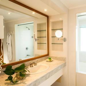 圣玛尔塔Irotama Resort Zona Torres的一间带水槽和大镜子的浴室