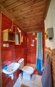 古日诺Leśna Polana的浴室配有白色卫生间和盥洗盆。
