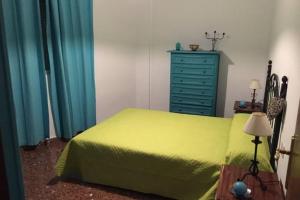 阿尔姆尼卡Has encontrado lo que buscabas...的一间卧室配有绿色的床和梳妆台