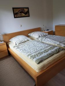 巴德茨维什安Ferienhaus Alte Straße的一间卧室配有两张单人床。