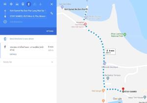 沙美岛Stay Samed Hostel的谷歌地图应用程序的截图