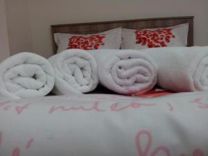 伊斯坦布尔奈莉宾馆的床上铺有白色毛巾的床