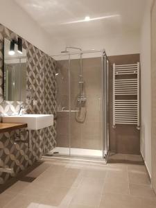 卡坦扎罗AREA 19的带淋浴和盥洗盆的浴室