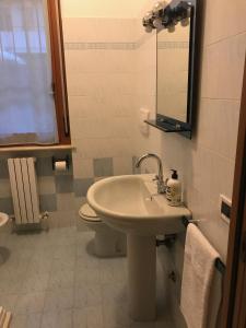 圣贝内代托-德尔特龙托Casavacanze estate 1的一间带水槽、卫生间和镜子的浴室