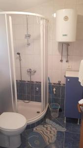 卡尔卢巴格Apartmani Herceg的带淋浴、卫生间和盥洗盆的浴室