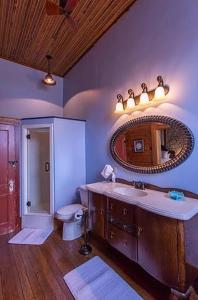 HicoUpstairs Inn的一间带水槽、卫生间和镜子的浴室