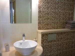 斯伽尔达金盏花旅馆的浴室设有白色水槽和镜子