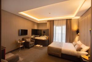 伊斯坦布尔24城市阁楼酒店的一间酒店客房 - 带一张床和一间浴室