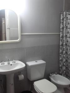普埃洛湖CABAÑAS LOS PATOS的浴室配有白色卫生间和盥洗盆。