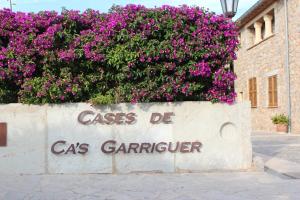 巴尔德莫萨Ca's Garriguer的墙上有紫色的花朵