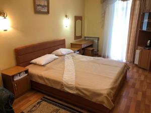 特鲁斯卡韦茨Вілла Анастасія的一间卧室配有一张带两个枕头的床