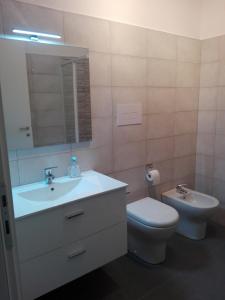 奥列纳Gli olivi的一间带水槽、卫生间和镜子的浴室