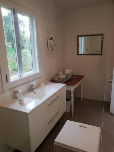 新诺福克Rosendale Stables的白色的浴室设有水槽和镜子