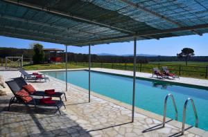 Franciach艾尔兰科索住宿加早餐旅馆的一个带椅子的庭院和一个游泳池