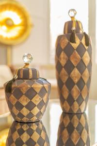 格拉纳达Bib Rambla Luxury Apartments的桌子上两瓶花瓶