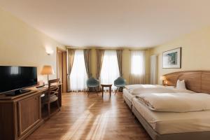 海德堡海德堡考特布拉奥雷酒店的配有一张床和一台平面电视的酒店客房